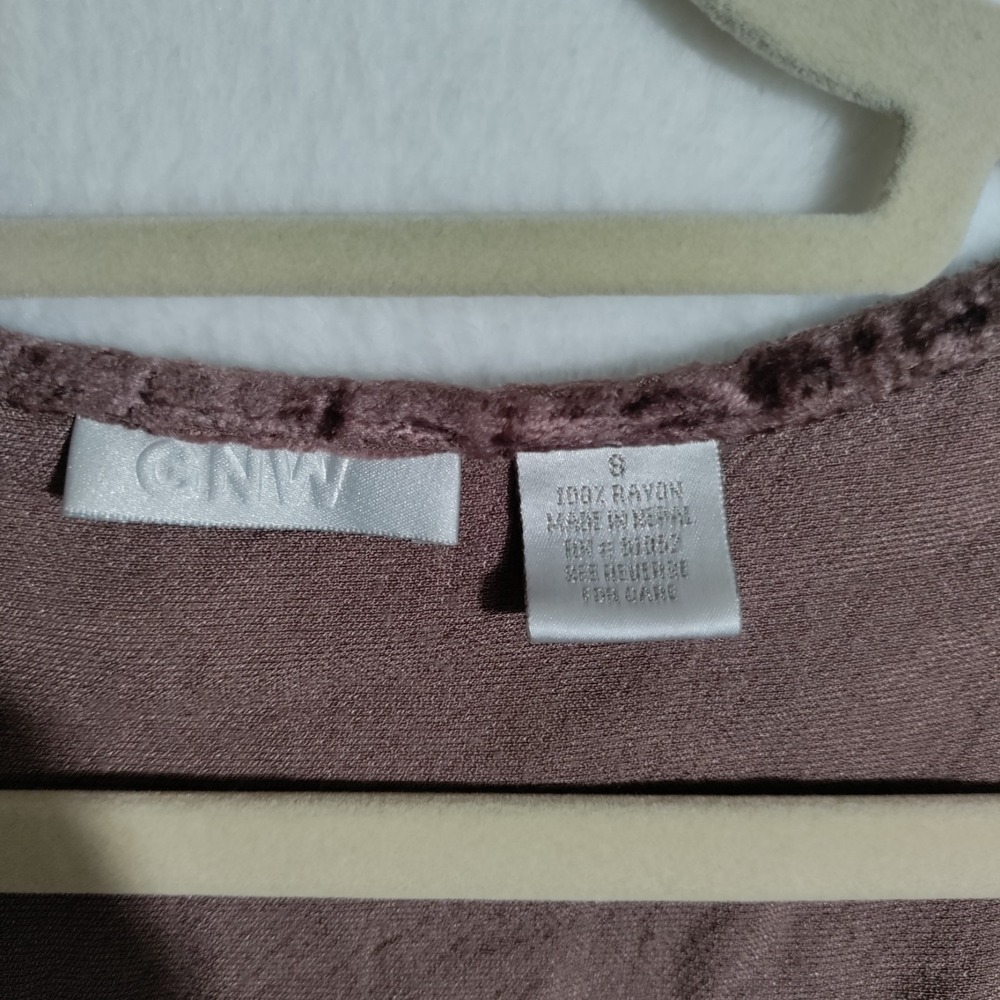Vintage Y2K GNW Long Sleeve Cropped Pink Velvet Shirt Size Small - Picture 3 of 8